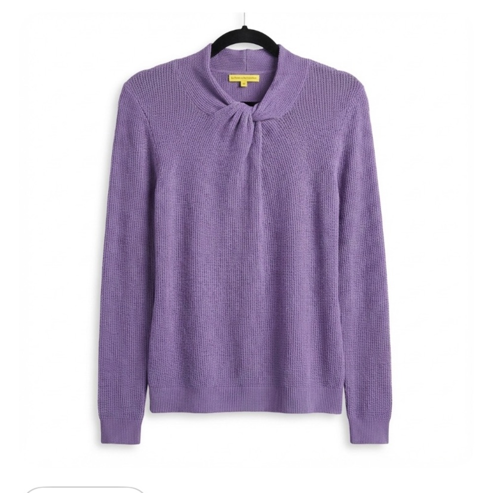 Catherine Malandrino Purple Waffle Knit Twist Knot Keyhole Sweater Medium